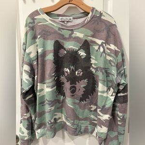 Wildfox Camouflage Wolf Pullover